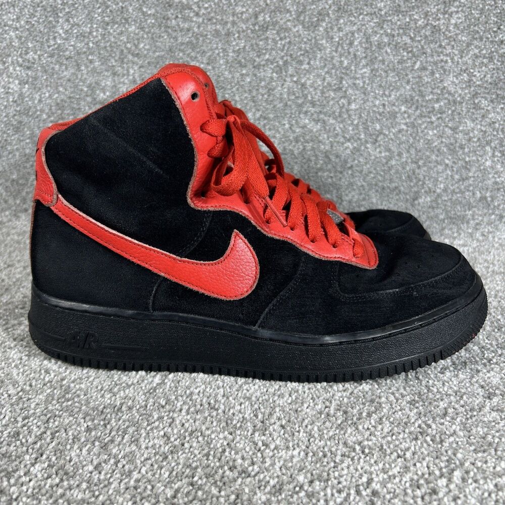 Nike By You Air Force 1 High Top Sneakers Black/ Red DN4168-991 Suede Size 9.5